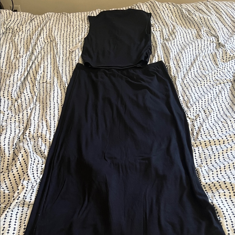 Free People Black Sleeveless Skirt Set